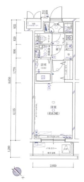 ガリシア新宿余丁町 2階の間取り 1