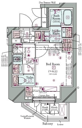 コンシェリア麻布十番 ＜ＴＯＫＹＯ ＰＲＥＭＩＵＭ＞ 7階の間取り 1