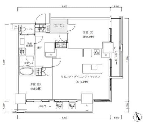 パークキューブ愛宕山タワー 20階の間取り 1