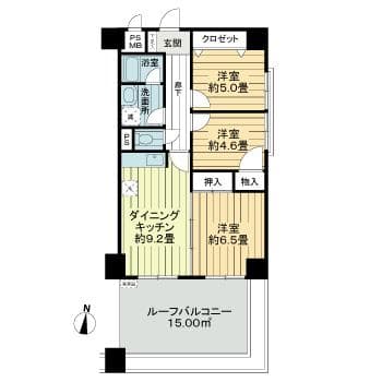 ライオンズマンション小岩第２ 2階の間取り 1