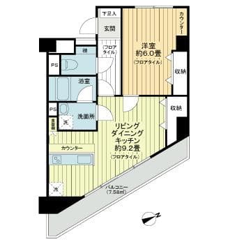 シャルマン築地明石町 7階の間取り 1