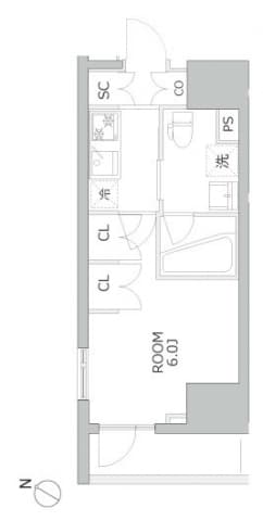 アジールコート北品川 11階の間取り 1