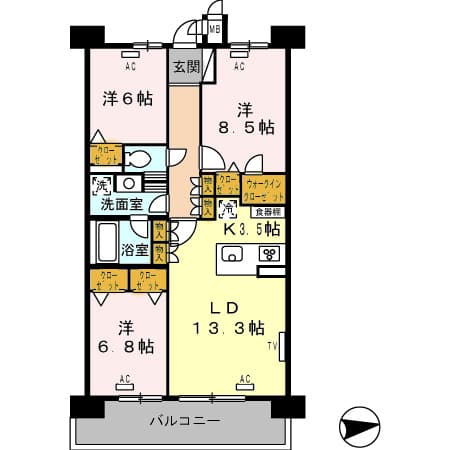 ロイヤルパークス西新井 5階の間取り 1