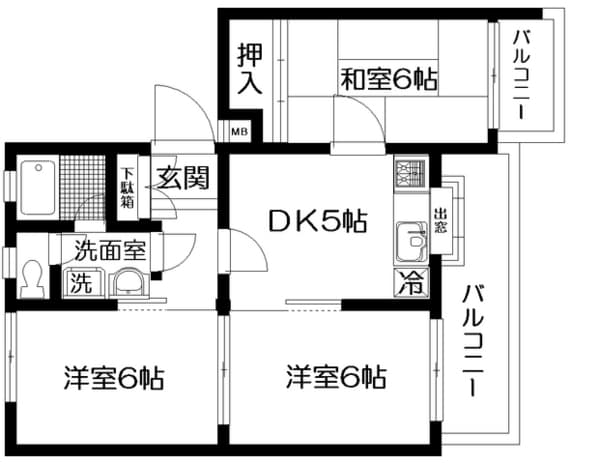 日神パレスゼームス坂 3階の間取り 1