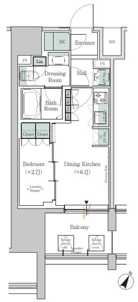 ONE ROOF RESIDENCE TAMACHI 5階の間取り 1