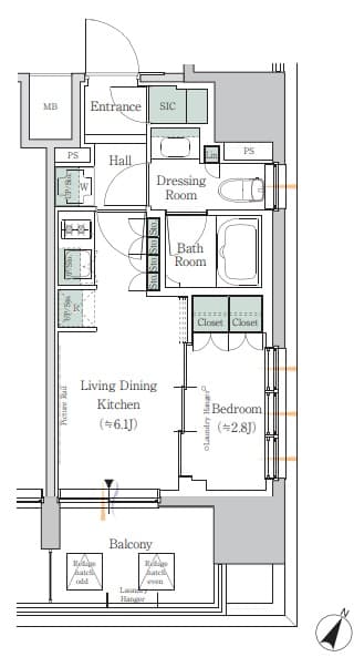 ONE ROOF RESIDENCE TAMACHI 9階の間取り 1