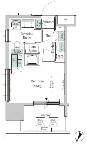 ONE ROOF RESIDENCE TAMACHI 9階の間取り 1