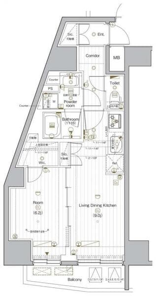 PREMIUMCUBEG後楽園 3階の間取り 1