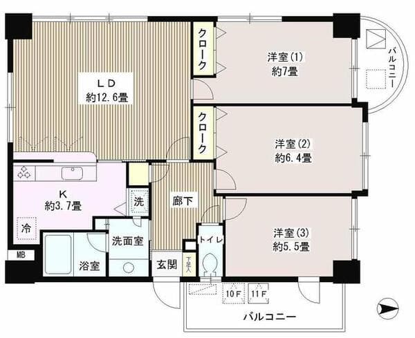 サンハイム 11階の間取り 1