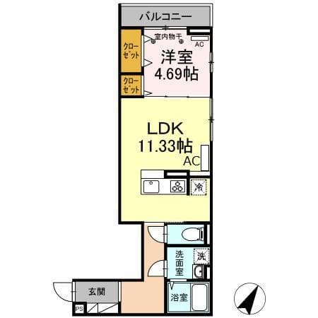 アナシエ亀有 2階の間取り 1