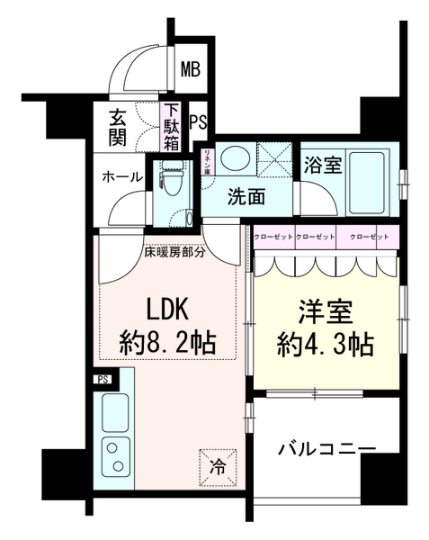 ポレスター千代田御茶ノ水 8階の間取り 1