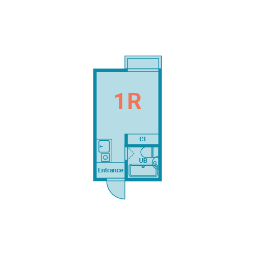 1R（ワンルーム）の一般的な間取り図